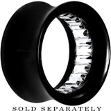 Black Acrylic Clear Gem Inlay Saddle Tunnel Plug 0G to 1 Inch