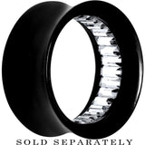 Black Acrylic Clear Gem Inlay Saddle Tunnel Plug 0G to 1 Inch