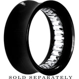 Black Acrylic Clear Gem Inlay Saddle Tunnel Plug 0G to 1 Inch