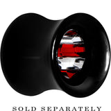 Black Acrylic Red and Clear Gem Inlay Saddle Tunnel Plug 0G to 1 Inch