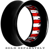 Black Acrylic Red and Clear Gem Inlay Saddle Tunnel Plug 0G to 1 Inch