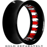 Black Acrylic Red and Clear Gem Inlay Saddle Tunnel Plug 0G to 1 Inch