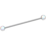316L Stainless Steel White Faux Opal Industrial Barbell 36mm