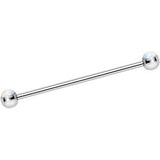 316L Stainless Steel White Faux Opal Industrial Barbell 36mm