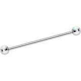 316L Stainless Steel White Faux Opal Industrial Barbell 36mm
