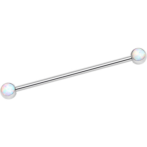316L Stainless Steel White Faux Opal Industrial Barbell 36mm