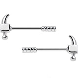 14G 5/8 Stainless Steel Nailed It Hammer Nipple Barbell Set