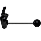 14G 5/8 Black Acrylic Flip the Middle Finger Barbell Tongue Ring