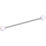 316L Stainless Steel White Faux Opal Ended Industrial Barbell 35mm