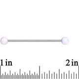 316L Stainless Steel White Faux Opal Ended Industrial Barbell 35mm