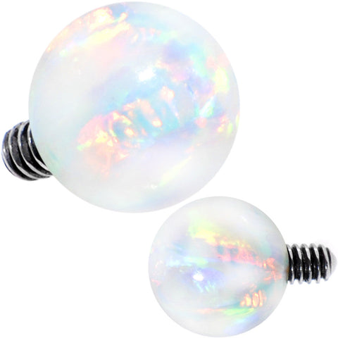 14G 4mm White Synthetic Opal Stainless Steel Round Dermal Top