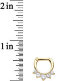 14G Gold Plated Golden Penta Clear Gem Septum Clicker