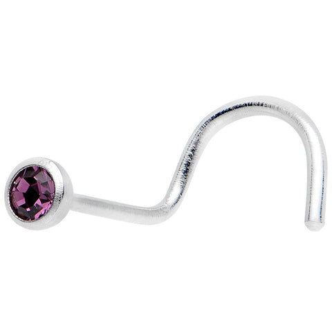22G Amethyst Gem Stainless Steel Nose Ring Screw