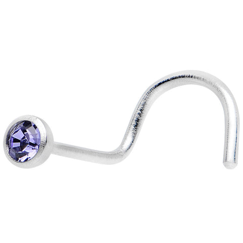 22G Press Fit Amethyst Purple Gem Stainless Steel Nose Ring