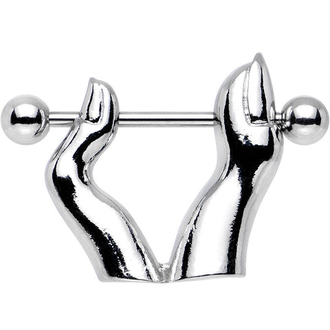 14G 7/8 Stainless Steel Pinching Fingers Dangle Nipple Ring
