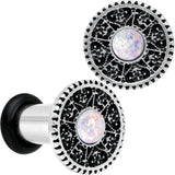 4G Stainless Steel Sky Wheel White Synthetic Opal Plug Set