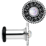 4G Stainless Steel Sky Wheel White Synthetic Opal Plug Set