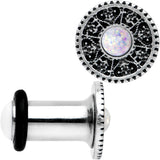 2G Stainless Steel Sky Wheel White Synthetic Opal Plug Set