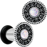 2G Stainless Steel Sky Wheel White Synthetic Opal Plug Set