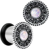 00G Stainless Steel Sky Wheel White Synthetic Opal Plug Set
