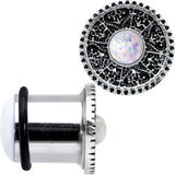 1/2 Stainless Steel Sky Wheel White Synthetic Opal Plug Set