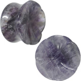 5/8 Natural Amethyst Stone Carved Flower Saddle Plug Set