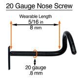 Black Anodized Titanium Heart Nose Ring