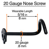 Black Anodized Titanium Skull Nose Ring