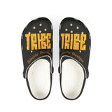 Tribe Graphic EVA Foam Clogs — Bold Yellow Logo Slip-On Shoes