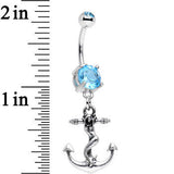 Aqua Gem Mermaid Princess and Her Anchor Dangle Belly Ring