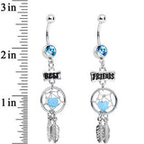 Aqua Gem Best Friends Dreamcatcher Dangle Belly Ring Set