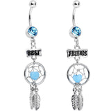 Aqua Gem Best Friends Dreamcatcher Dangle Belly Ring Set