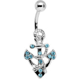 Aqua Gem Caravelle Anchor Belly Ring