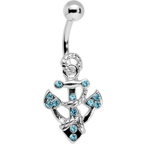 Aqua Gem Caravelle Anchor Belly Ring