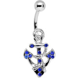 Blue Gem Caravelle Anchor Belly Ring