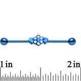 Blue Synthetic Opal Blue Anodized Flower Industrial Barbell 38mm