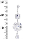 925 SilverClear CZ Pretty Princess Dangle Belly Ring