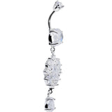 925 SilverClear CZ Pretty Princess Dangle Belly Ring
