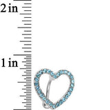 Blue Cubic Zirconia Hollow Heart Top Mount Belly Ring
