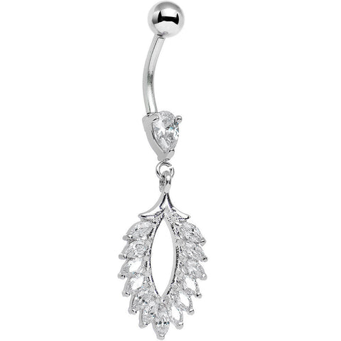 Clear CZ Gem Light as a Feather Dangle Belly Ring