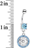 Blue Gem Wear Me Out Woven Pattern Dangle Belly Ring