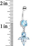 Blue CZ Gem Blooming Dangle Belly Ring
