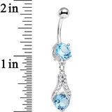 Clear Blue CZ Gem Take Hold Teardrop Dangle Belly Ring