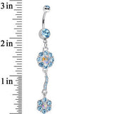 Blue Gem Double Trouble Flower Dangle Belly Ring