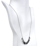 Burnished Silver Clear Necklace and Stud Earring Set