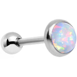 18G 5/16 Steel 5mm Synthetic White Opal Cartilage Earring