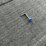 20G 2mm Blue Synthetic Opal L-Shaped Nose Ring