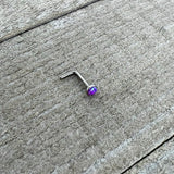 20G 2mm Purple Synthetic Opal L-Shaped Nose Ring