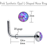 20G 2mm Purple Synthetic Opal L-Shaped Nose Ring