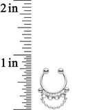Clear CZ Dangle Bead Fake It Non-Pierced Clip On Fake Septum Ring